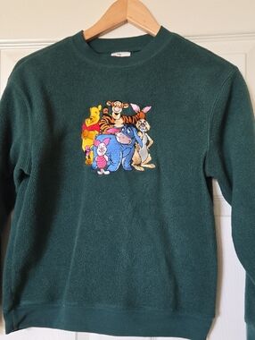 Disney Child Large Forest Dark Green Crewneck Sweater Winnie the Pooh Characters